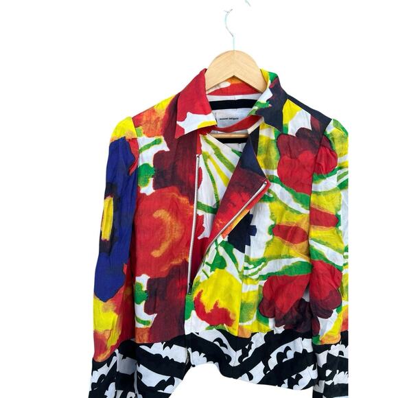 Nozomi Ishiguro Abstract multicolor Jacket Size LARGE 100% Cotton-37 inch Bust - Picture 3 of 13